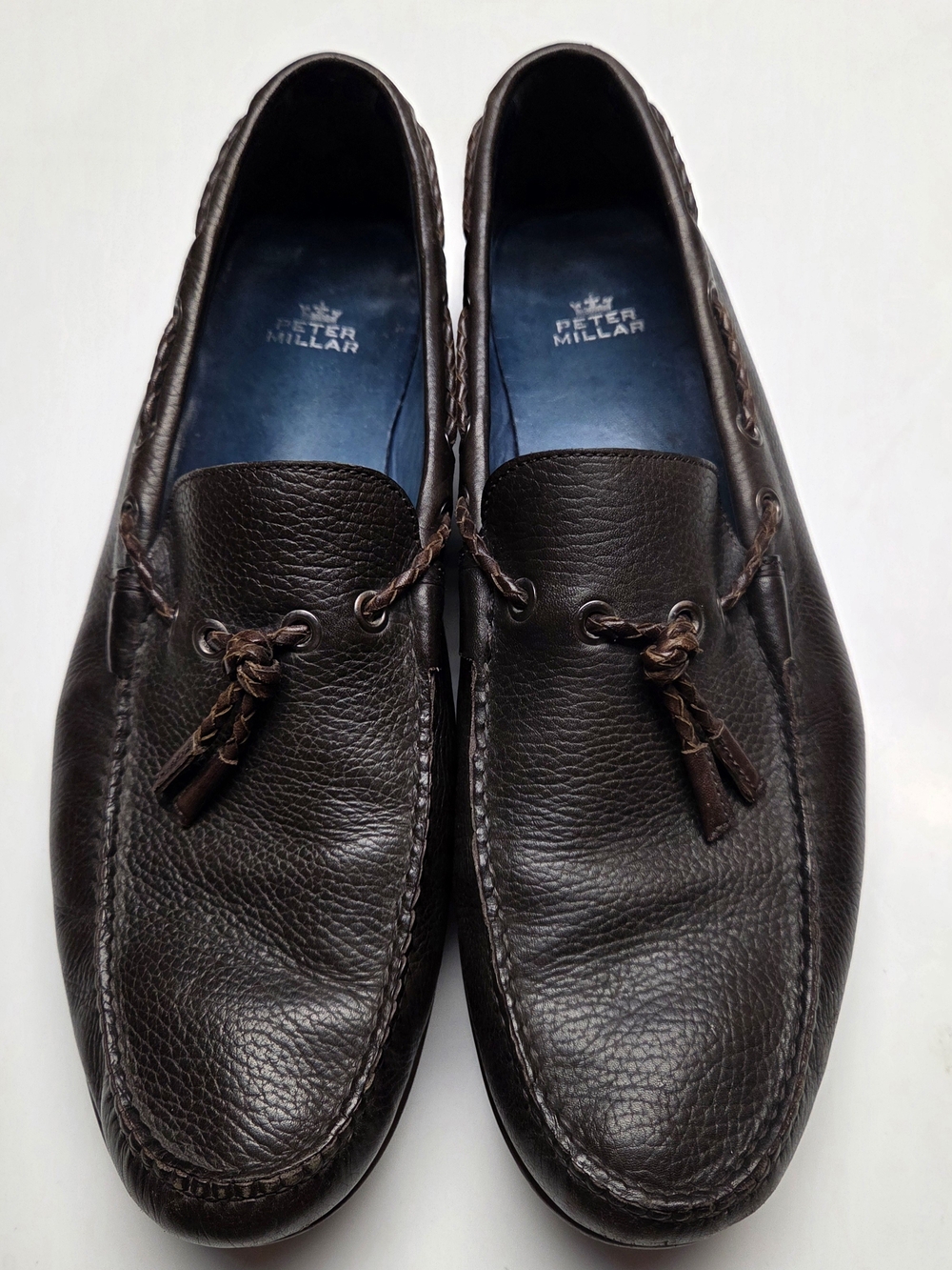 Peter Millar Tassel Loafers Mens Size 11.5M Driving Moccasin Brown Leather Shoes